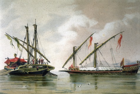 War galleys from 16th century, 1875. Creator: Unknown.