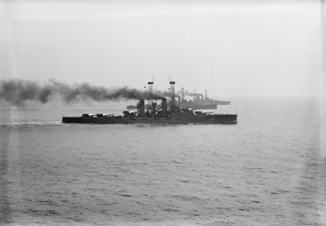 U.S.S. Delaware with U.S.S. Kansas And Arkansas, 1913. Creator: Harris & Ewing.