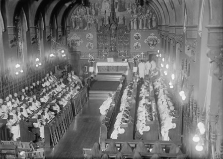 Dominican House of Studies Chapel, Catholic University - The Chapel, Interior, 1917. Creator: Harris & Ewing.