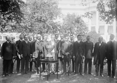 Eastern Yacht Club - President Wilson Presenting Club Cup To Owner of Yacht 'Ellen' Who Won..., 1913 Creator: Harris & Ewing.