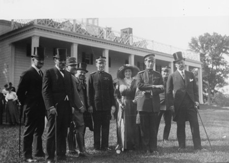 Italian Commission To U.S. - Commission at Mount Vernon. Front: Ambassador Macchi Di..., 1917. Creator: Harris & Ewing.