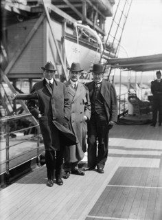 William Gibbs McAdoo, David Franklin Houston, Albert Sidney Burleson, Target Practice, 1913. Creator: Harris & Ewing.