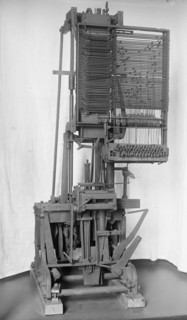 Mergenthaler, Ottmar, 2nd Linotype Machine with Band, Invented By Him; 3rd Design He..., 1917. Creator: Harris & Ewing.