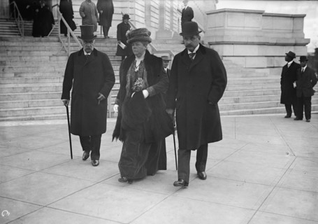J. Pierpont Morgan Jr., right, with Father And Mrs. Herbert Satterlee, 1912. Creator: Harris & Ewing.