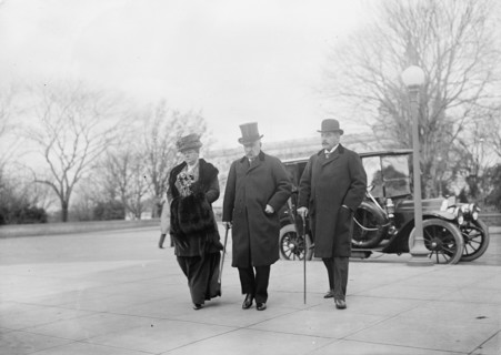 J. Pierpont Morgan Jr., right, with Father And Mrs. Herbert Satterlee, 1912. Creator: Harris & Ewing.