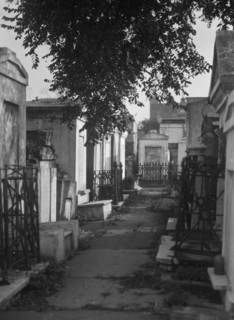 Tombs in St. Louis Cemetery, New Orleans, between 1920 and 1926. Creator: Arnold Genthe.