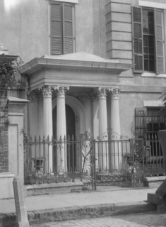 Facade of a multi-story house, New Orleans or Charleston, South Carolina, between 1920 and 1926. Creator: Arnold Genthe.
