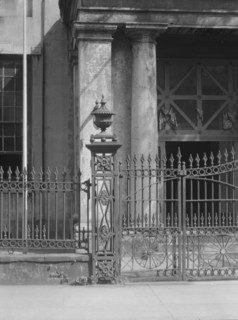 Bank of Louisiana wrought iron fence, 344 Royal Street, New Orleans, between 1920 and 1926. Creator: Arnold Genthe.