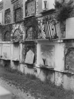 Wall tombs of the old St. Louis Cemetery, New Orleans, between 1920 and 1926. Creator: Arnold Genthe.