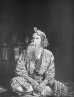 Ainu chief wearing a headdress, 1908. Creator: Arnold Genthe.