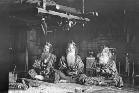 Ainu chiefs at Piratori, 1908. Creator: Arnold Genthe.