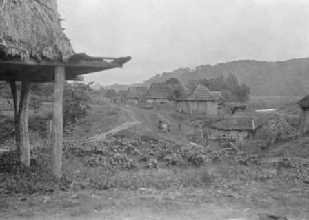 View of Ainu village, 1908. Creator: Arnold Genthe.