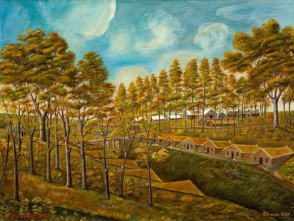 Early Camp Dugouts, c. 1939. Creator: Stanley Mazur.