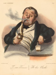 Le vrai Fumeur, 1836. Creator: Honore Daumier.
