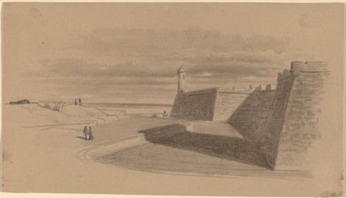 Moat at Fort Marion, Florida, c. 1874. Creator: James Wells Champney.
