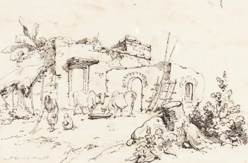 A Village Scene in India [verso], 1814/1824. Creator: George Chinnery.