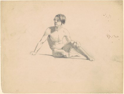 Seated Male Nude [recto], c. 1830-1835. Creator: James Goodwyn Clonney.