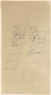 Studies of a Boy on a Ladder, c. 1840-1850. Creator: James Goodwyn Clonney.