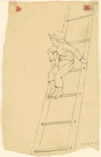 Boy on a Ladder, c. 1840-1850. Creator: James Goodwyn Clonney.