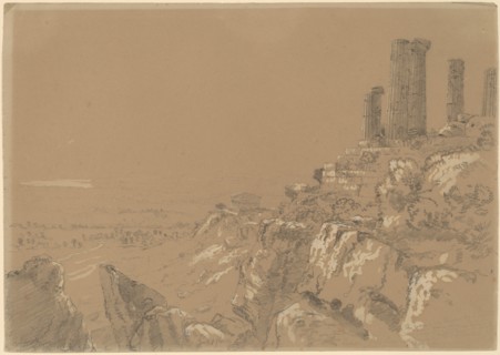 Temples of Juno, Lucina, and Concordia - Agrigentum, Sicily, 1842. Creator: Thomas Cole.
