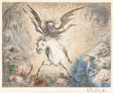Crinolina - and the Consequences [recto], 1865. Creator: George Cruikshank.