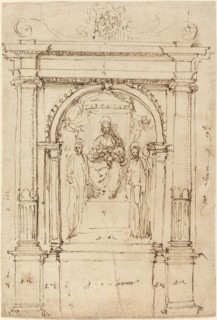 Altarpiece of the Madonna and Child with Saints, in Its Architectural Setting, 1528/1537. Creator: Perino del Vaga.