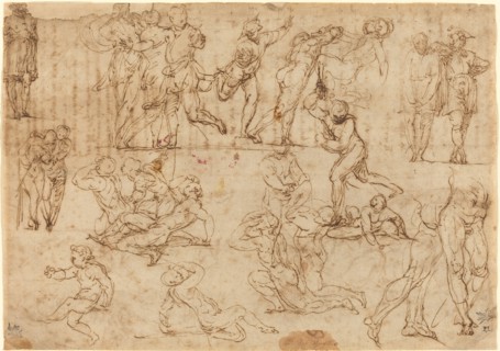 Figure Studies [recto], c. 1530/1540. Creator: Perino del Vaga.