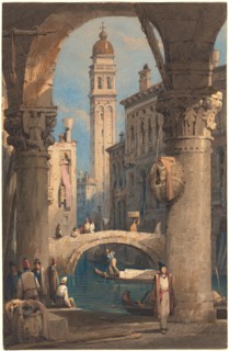 San Giorgio dei Greci, Seen from an Arcade, 1824/1829. Creator: Samuel Prout.