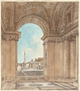 The Piazza of Saint Peter's Seen through an Arch of the Basilica, 1778/1779. Creator: Giacomo Antonio Domenico Quarenghi.