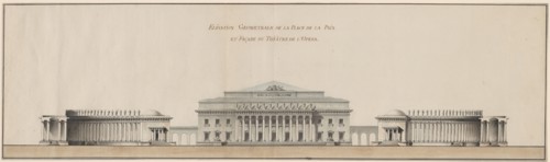 Geometrical Elevation of the Peace Plaza and Façade of the Opera House, c. 1800. Creator: Giacomo Antonio Domenico Quarenghi.