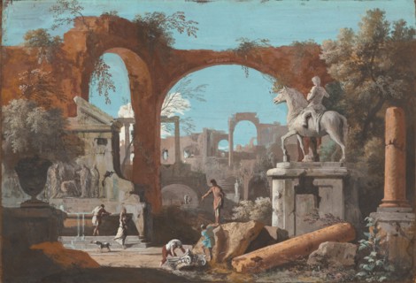 A Capriccio of Roman Ruins, 1727/1729. Creator: Marco Ricci.