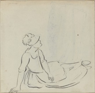 Girl with a Bonnet Reclining [verso]. Creator: Paul Sandby.