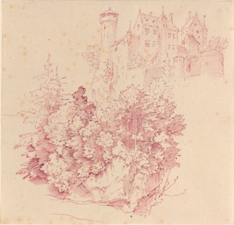 Fortified Castle on a High Cliff, c. 1830. Creator: Moritz von Schwind.
