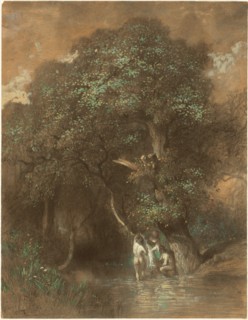 Bathers by a Giant Oak, c. 1842/1844. Creator: Constant Troyon.