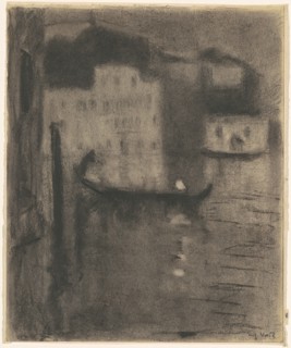Gondola, Evening in Venice, c. 1900-1920. Creator: Eugene Laurent Vail.