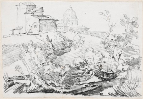 A Building on a Hill with Saint Peter's in the Distance, 1744/1750. Creator: Joseph-Marie Vien the Elder.