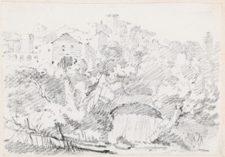 A Waterfall near a Hilltown in Italy, 1744/1750. Creator: Joseph-Marie Vien the Elder.