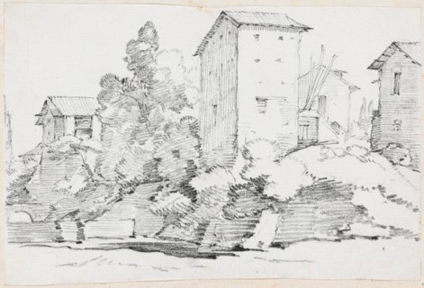 Italian Farm Buildings by a Stream, 1744/1750. Creator: Joseph-Marie Vien the Elder.