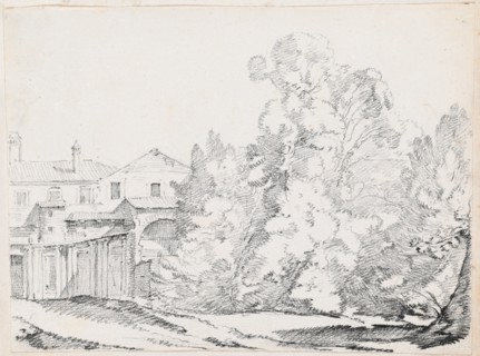 Trees Screening a House Built on Ancient Ruins, 1744/1750. Creator: Joseph-Marie Vien the Elder.