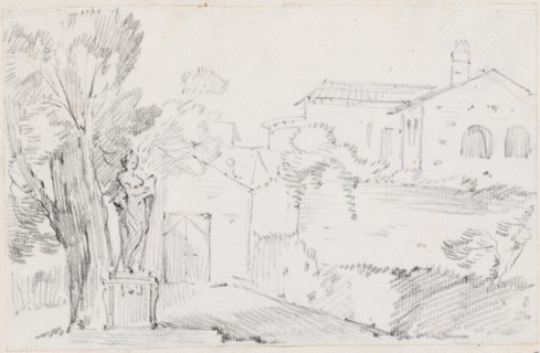 Corner of an Italian Garden with a Church Beyond, 1744/1750. Creator: Joseph-Marie Vien the Elder.