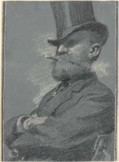 Man in Top Hat, Smoking a Cigar, late 19th century. Creator: Robert William Vonnoh.