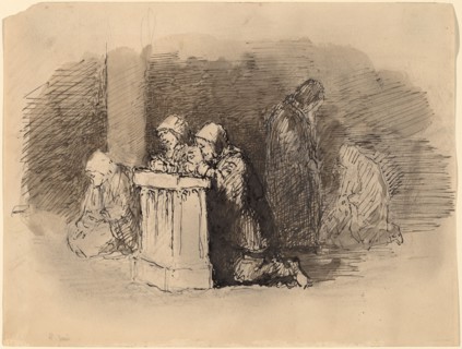 Praying Figures in a Church, Florence, c. 1824/1827. Creator: Robert Walter Weir.
