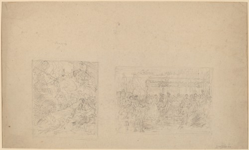 Study of Moses Striking the Rock and a Procession [verso], 1778. Creator: Benjamin West.