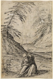 Desert Landscape with a Hermit (verso), 1615/1620. Creator: Hermann Weyer.
