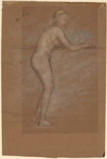 Nude Leaning on a Rail [recto], 1871/1874. Creator: James Abbott McNeill Whistler.