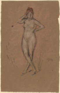 Nude Standing with Legs Crossed, c. 1878. Creator: James Abbott McNeill Whistler.