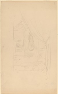Sketch of Mrs. Godwin's Portrait when hung at the Society of British Artists, 1886/1887. Creator: James Abbott McNeill Whistler.