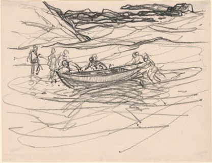 Launching the Life Boat, c. 1930s. Creator: Charles Herbert Woodbury.