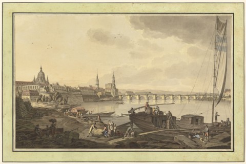Dresden from the Banks of the Elbe River, 1782. Creator: Adrian Zingg.
