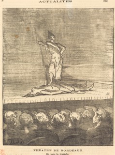 Théâtre de Bordeaux - on joue la tragédie, 1871. Creator: Honore Daumier.